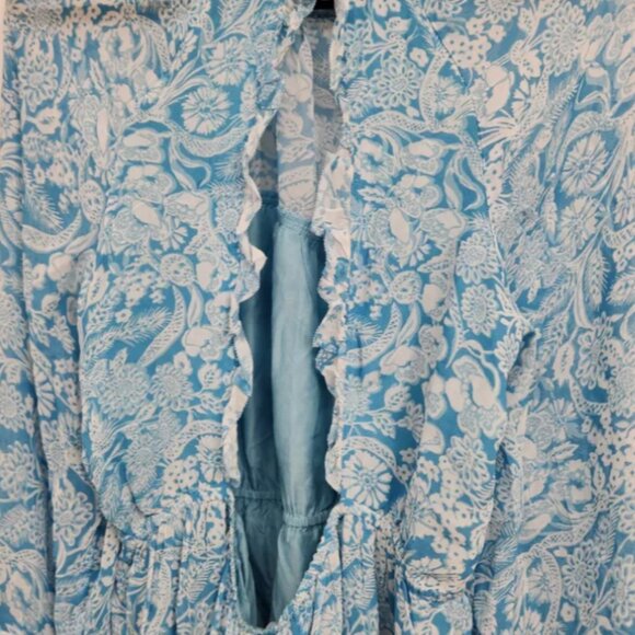 Brand New By Anthropologie Long-Sleeve Backless Sheer Ruffle Mini Dress - Picture 8 of 12